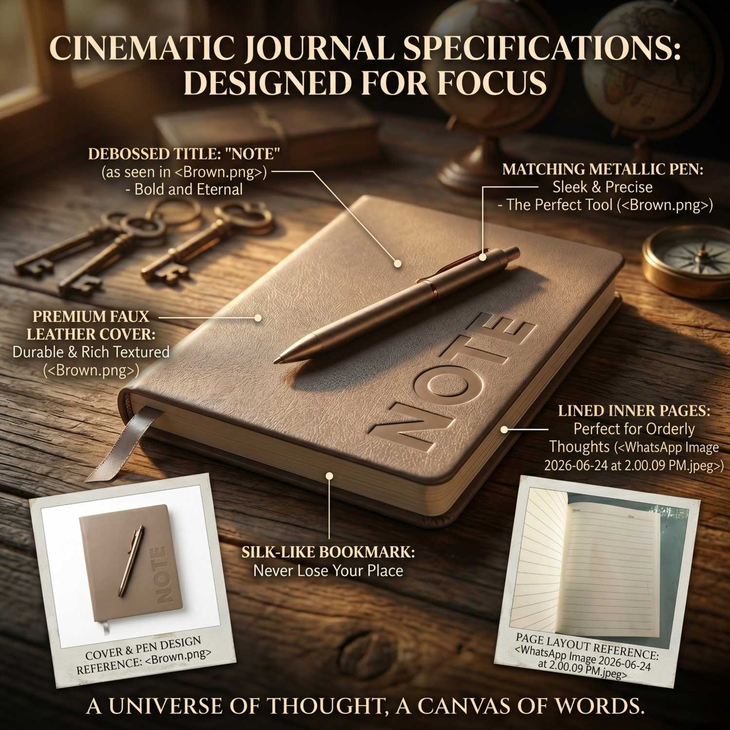 A5 Leather Diary Notebook with Metal Pen thumbnail 5