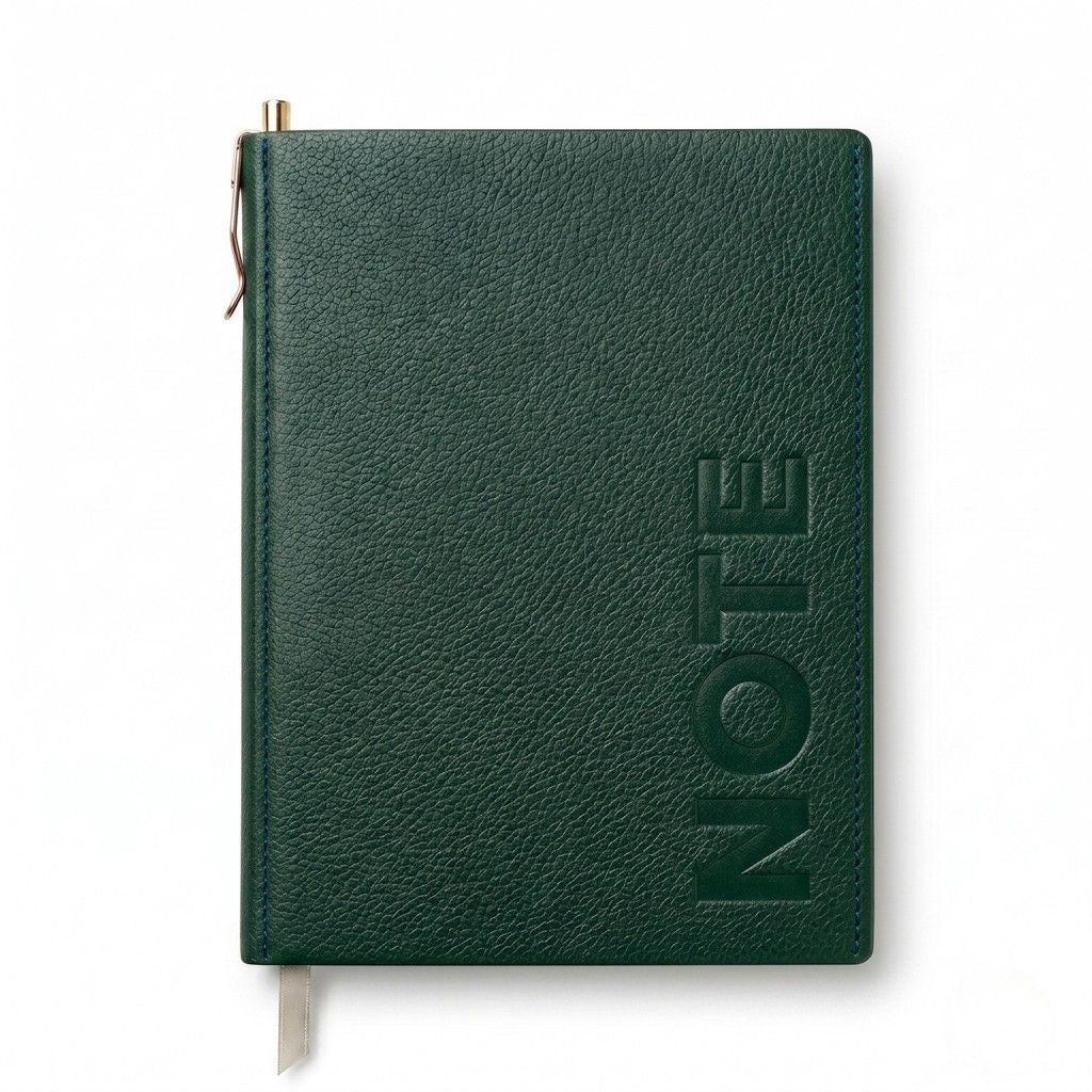 A5 Premium Green Leather Diary Notebook with Metal Ball Pen thumbnail 3