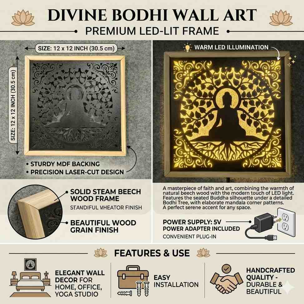 Buddha LED Wall Decor Frame thumbnail 6