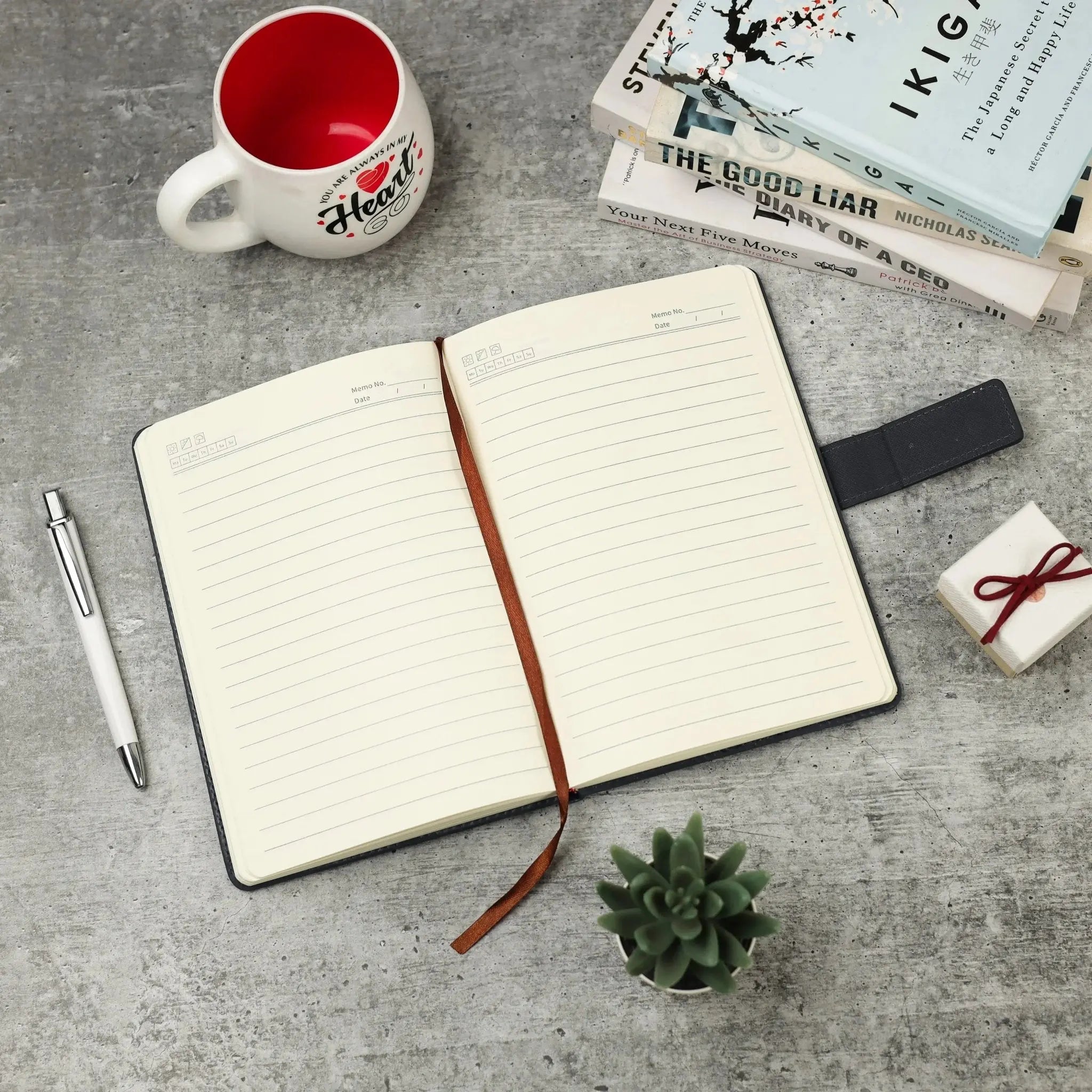 Classic Blue Leather Notebook with Magnetic Clasp thumbnail 3