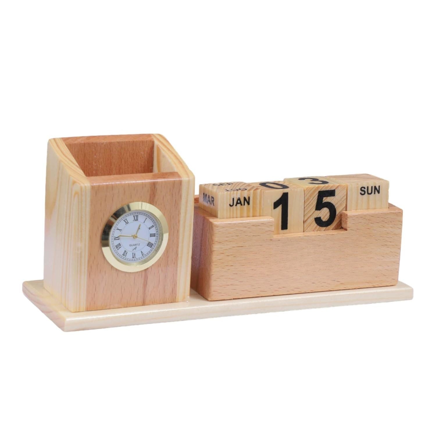 Desk Organizer with Clock, Pen Holder & Calendar thumbnail 3