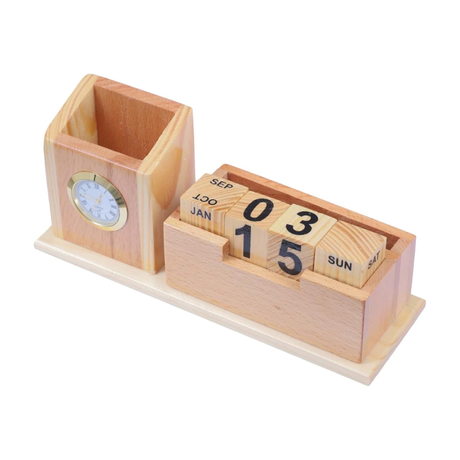 Desk Organizer with Clock, Pen Holder & Calendar thumbnail 4
