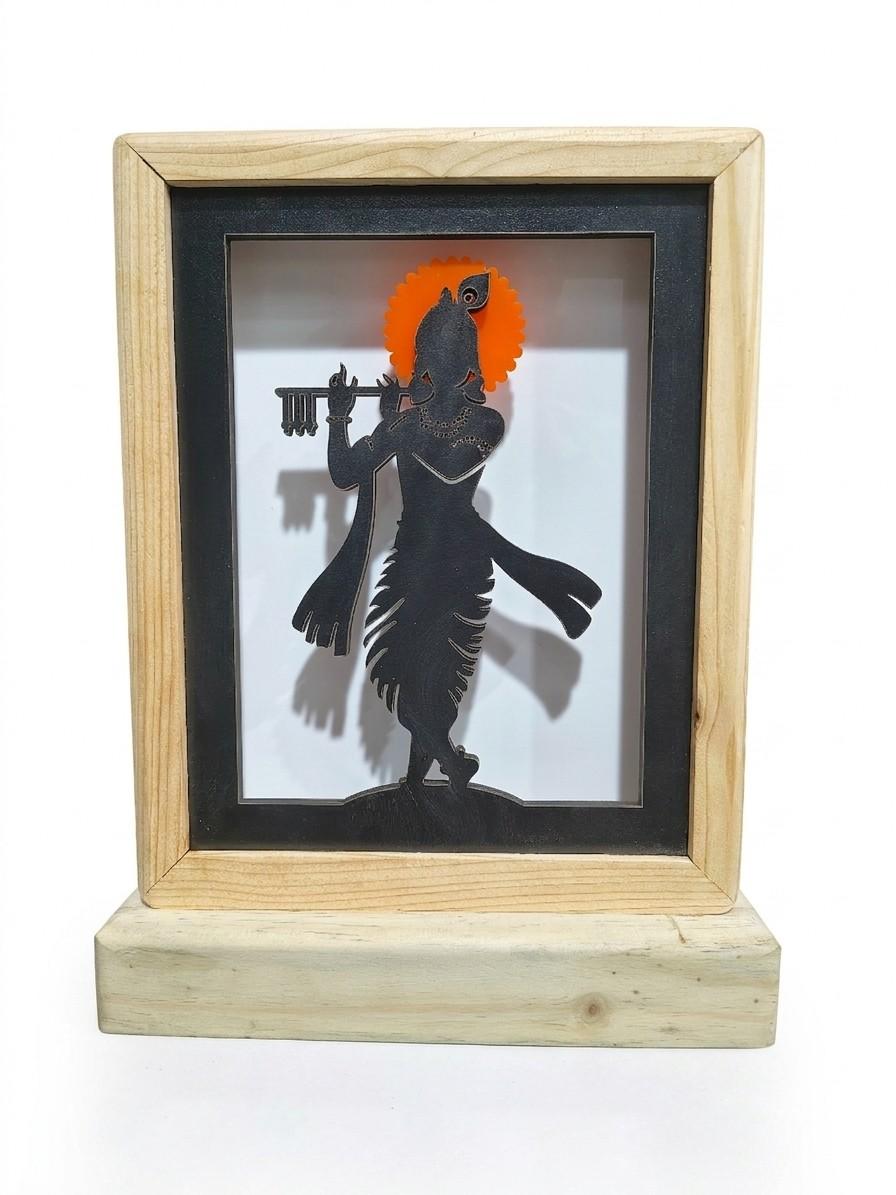 Divine Krishna LED Backlit Lamp 8.25" MDF Wood & Acrylic Night Light… thumbnail 7