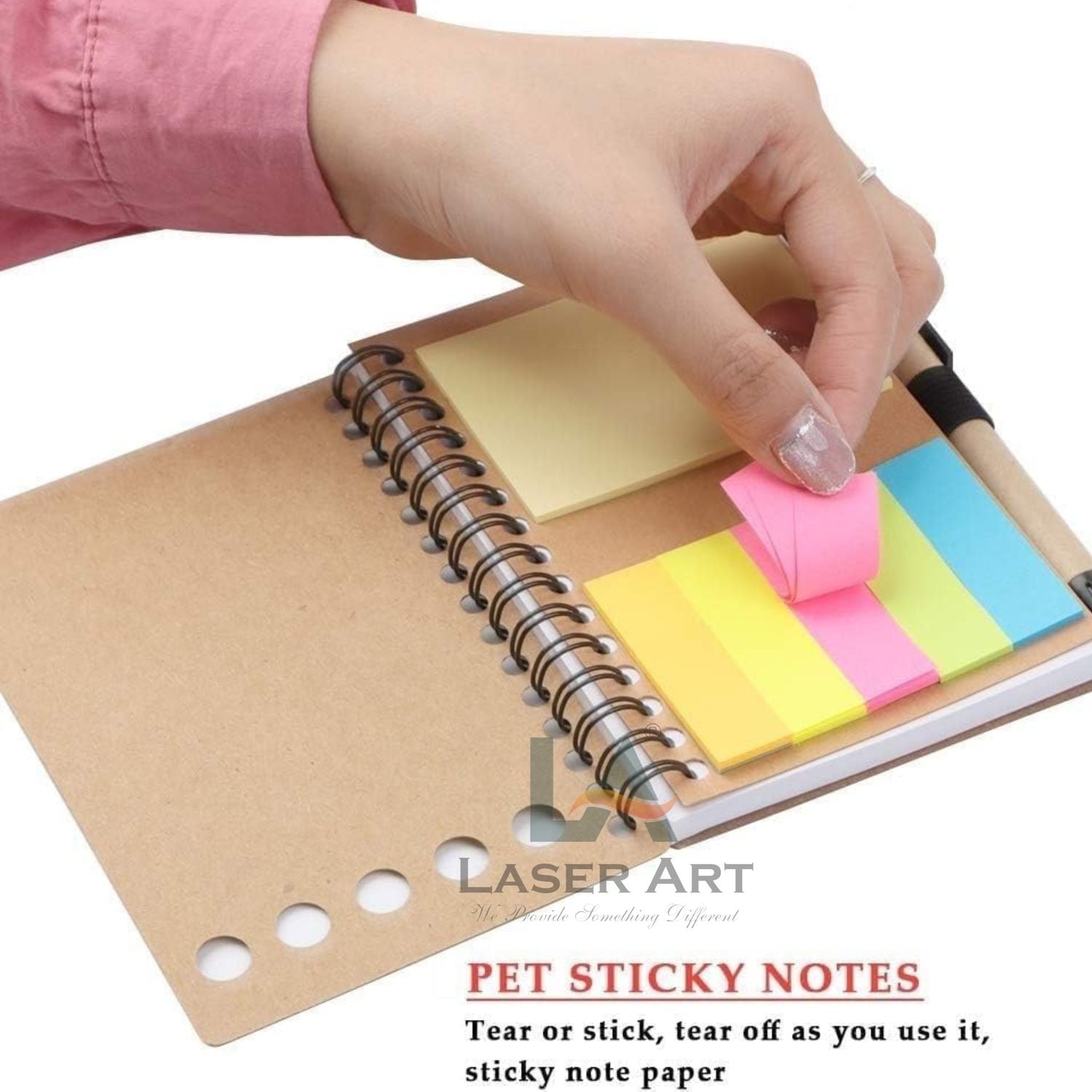 Eco Friendly Spiral Notebook with Sticky Notes & Pen thumbnail 2
