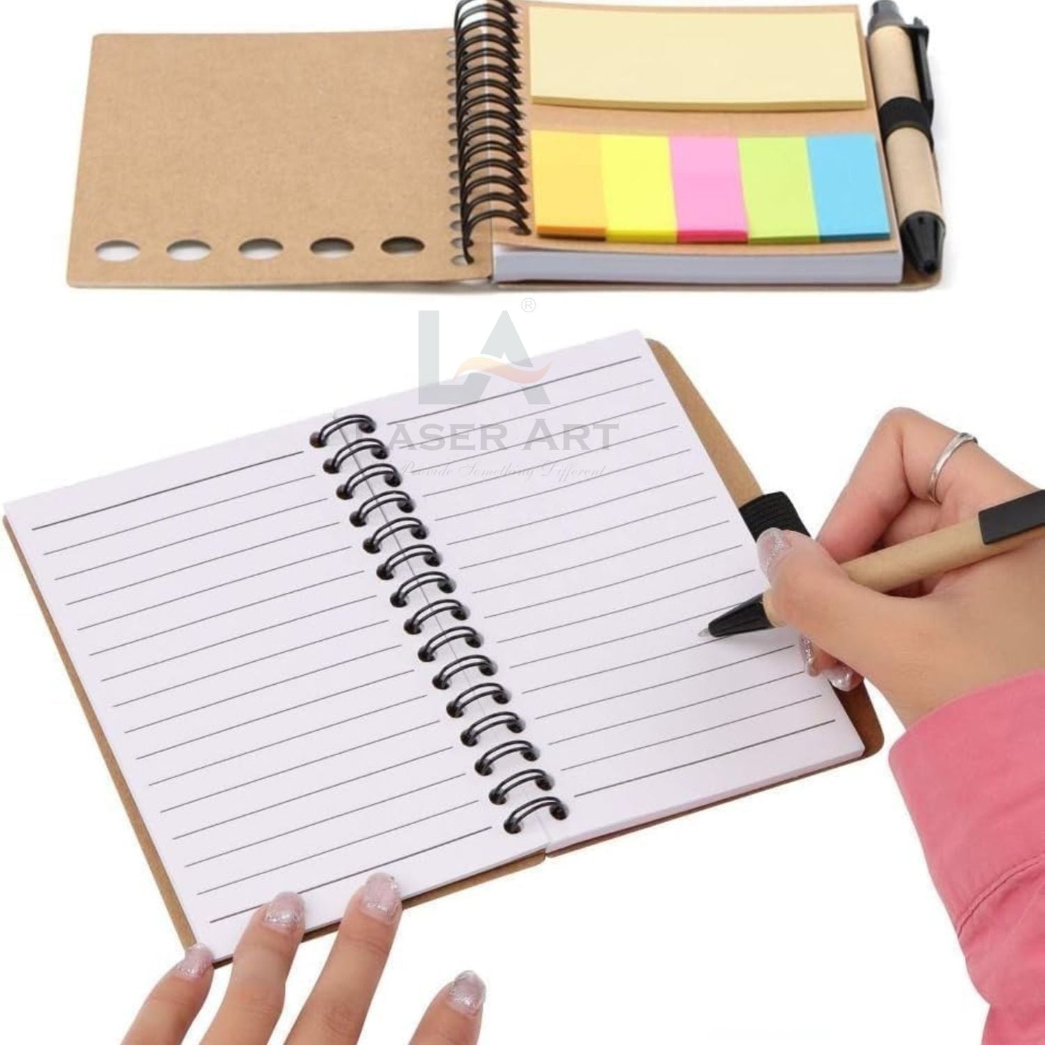 Eco Friendly Spiral Notebook with Sticky Notes & Pen thumbnail 3