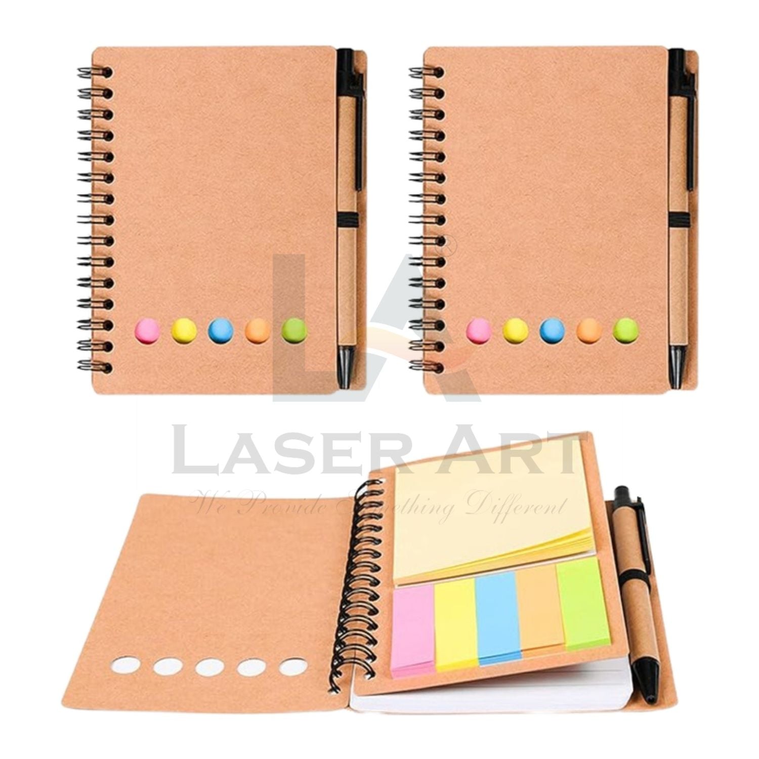 Eco Friendly Spiral Notebook with Sticky Notes & Pen thumbnail 4
