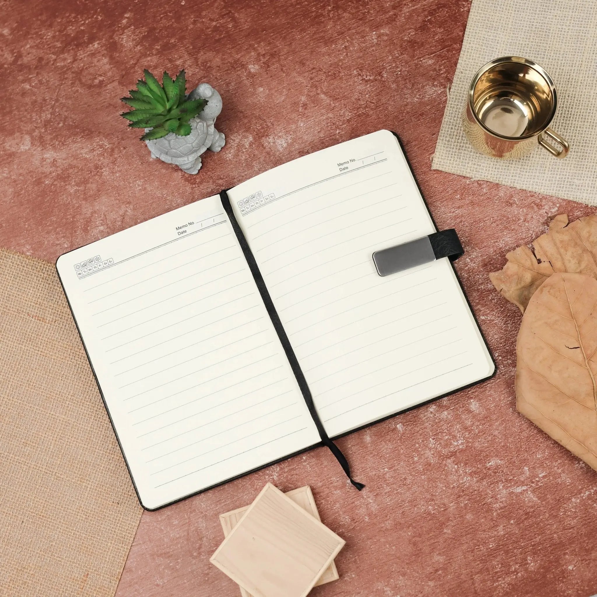 Elegant Black Leather Notebook with Metal Clasp thumbnail 3
