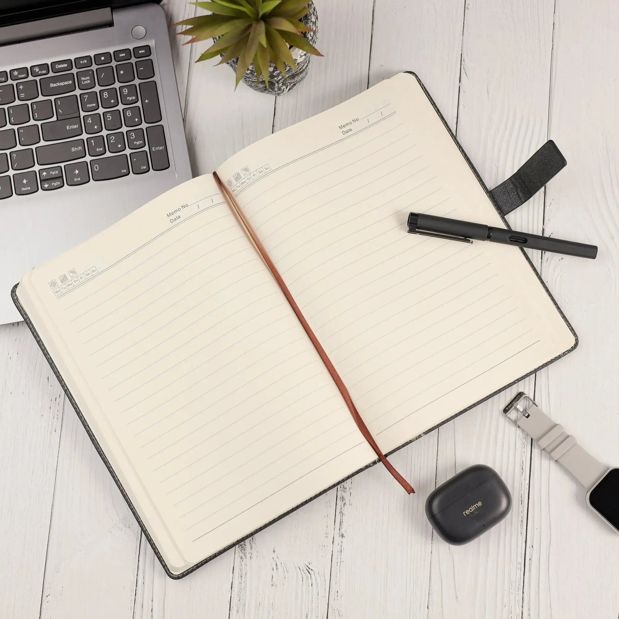 Elegant Black Textured Leather Notebook with Metal Clasp thumbnail 2