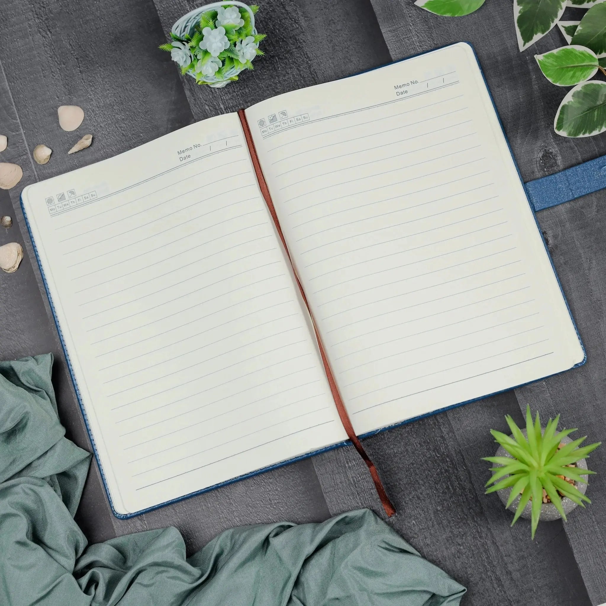 Elegant Blue Leather Notebook with Metal Clasp thumbnail 2