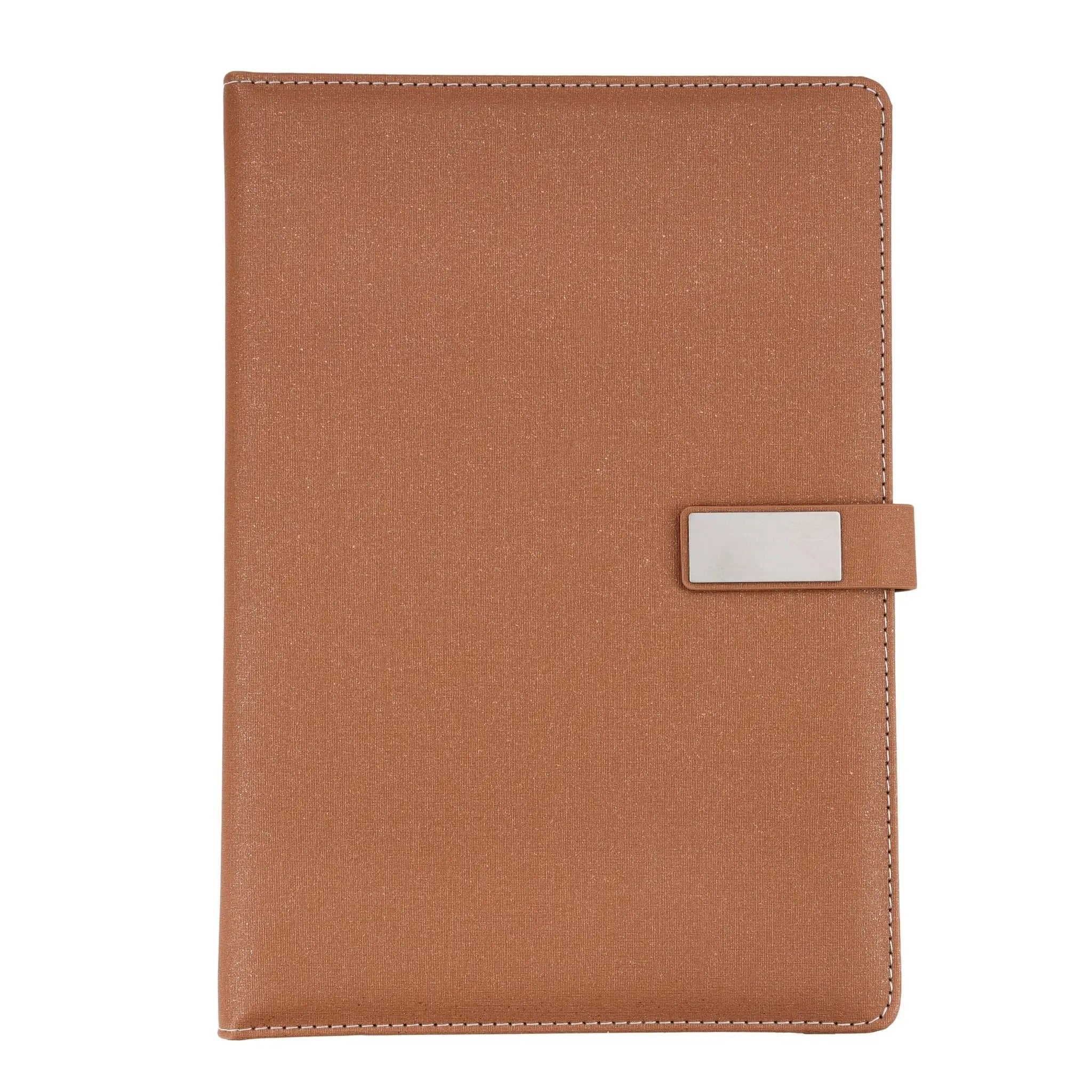 Elegant Tan Leather Notebook with Metal Clasp thumbnail 2