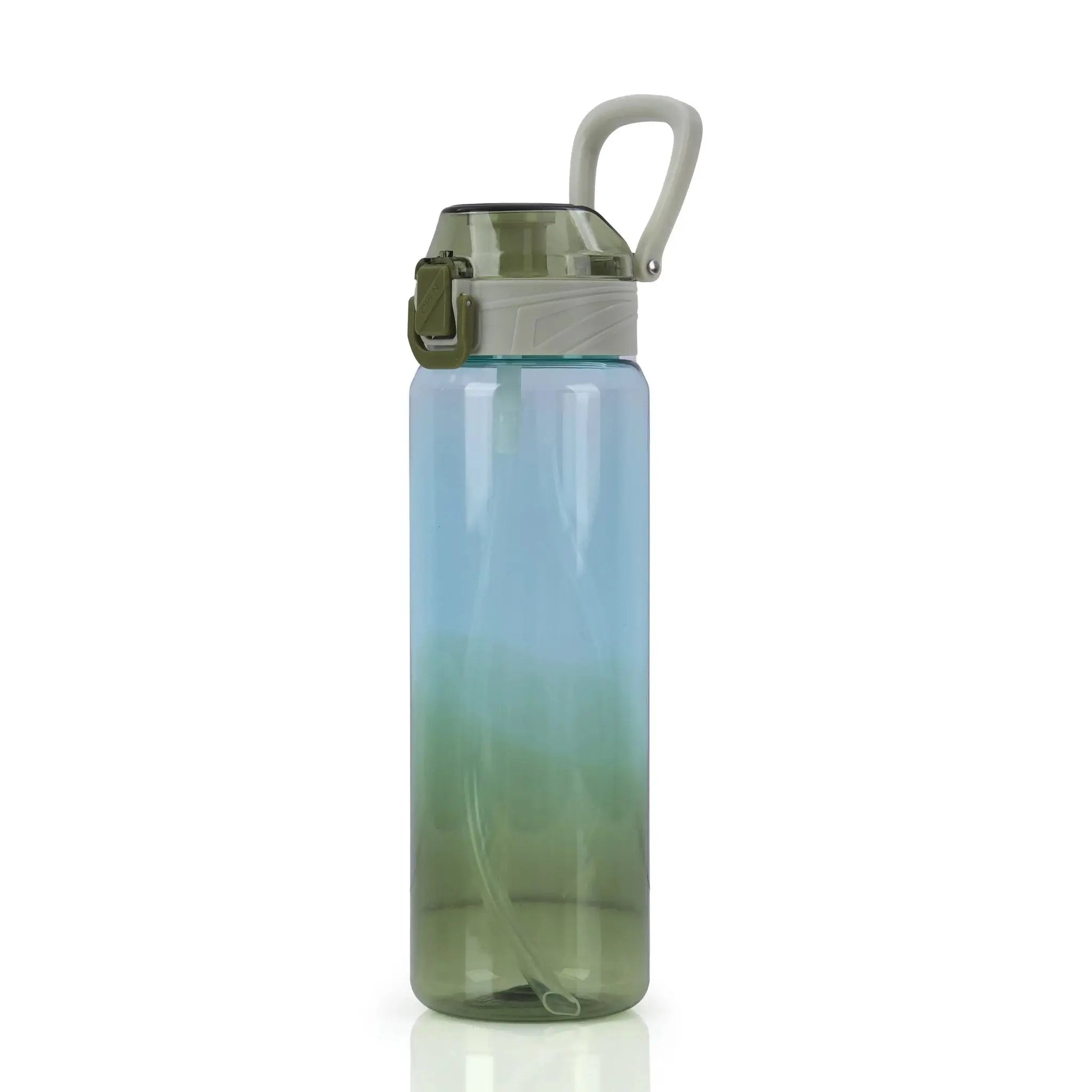 Gradient Blue and Green Water Bottle with Flip Straw Lid and Carry… thumbnail 2