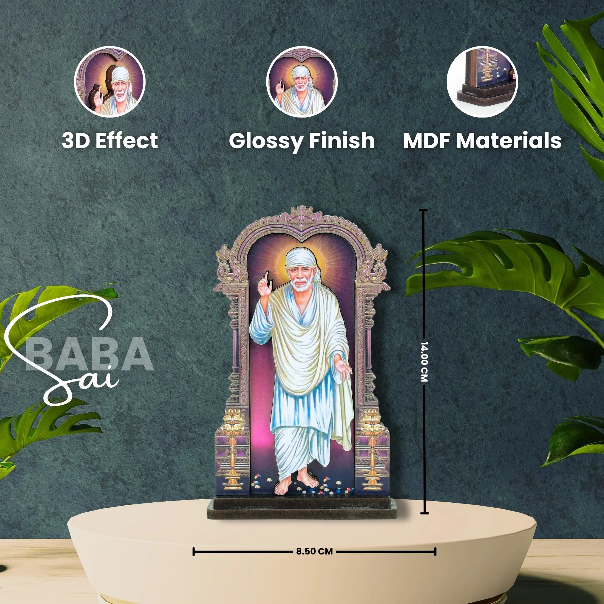 Handcrafted 3D Sai Baba Wooden Statue - Spiritual Home Decor, Pooja… thumbnail 2