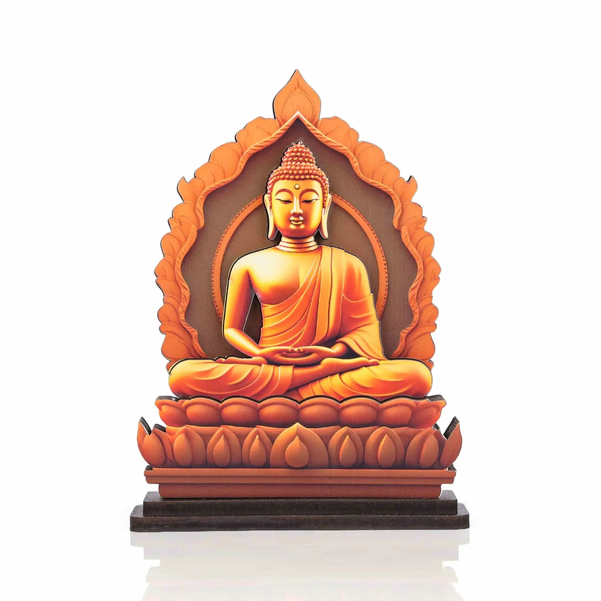 Handcrafted 3D Wooden Lord Buddha Statue - 5 inch Decorative Buddha… thumbnail 2