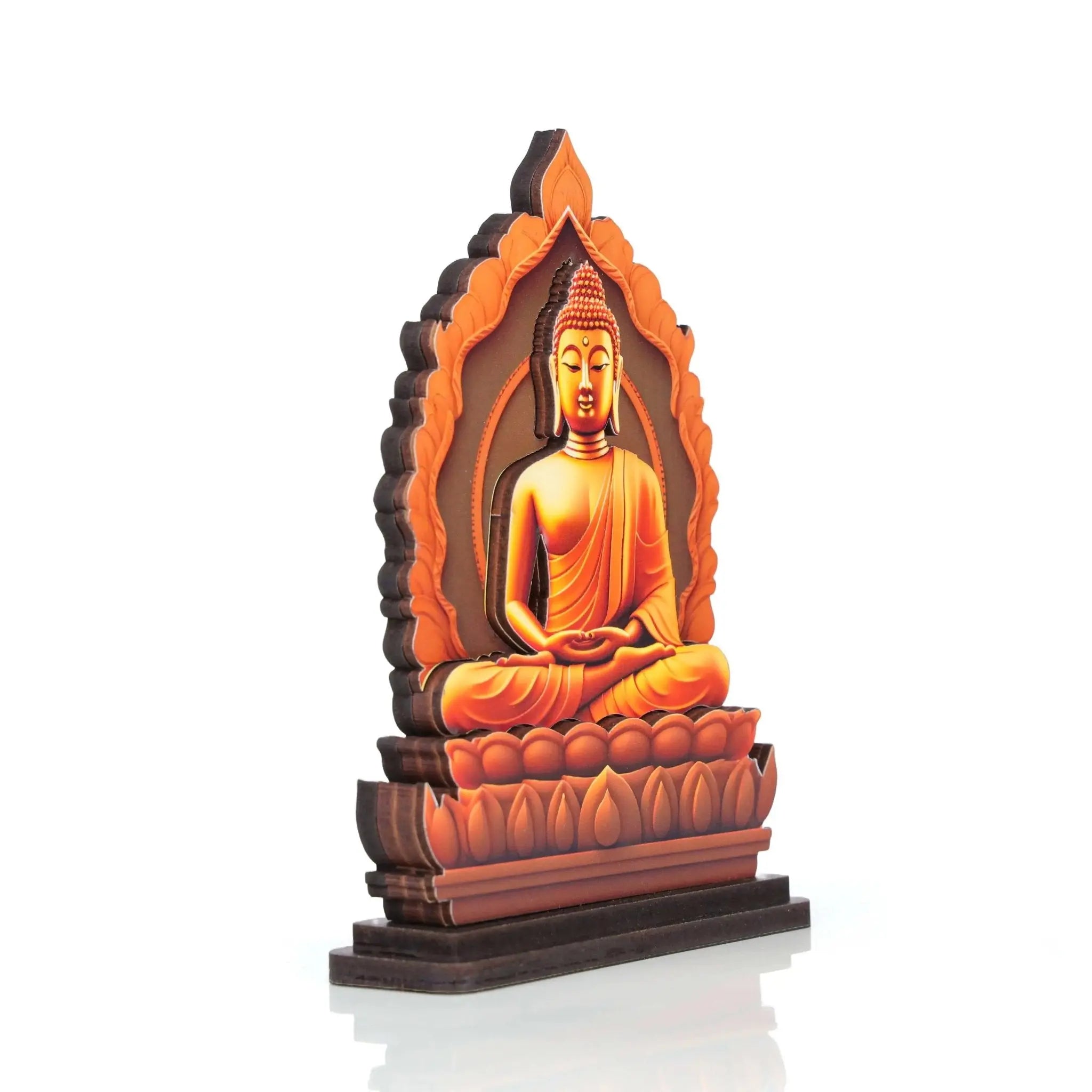 Handcrafted 3D Wooden Lord Buddha Statue - 5 inch Decorative Buddha… thumbnail 3
