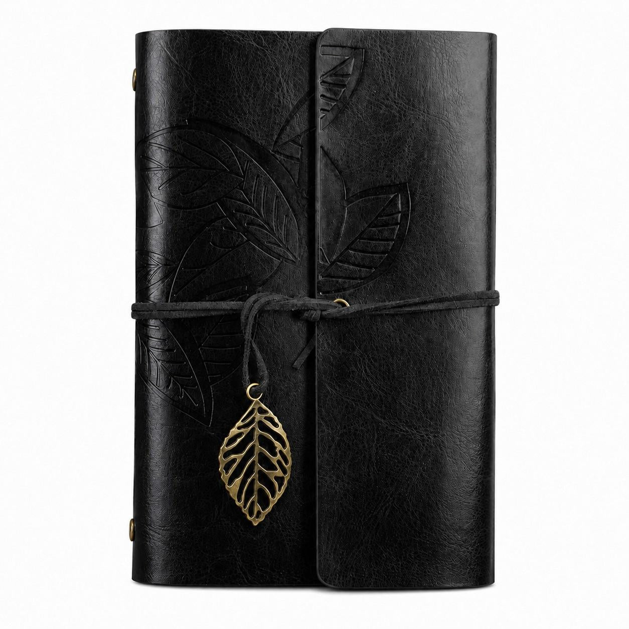 Handmade PU Leather Journal Notebook with Antique Leaf Metal Closure,… thumbnail 2