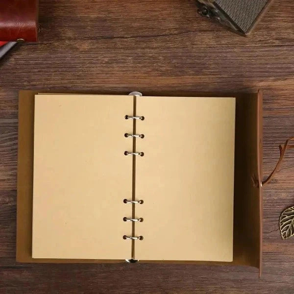 Handmade PU Leather Journal Notebook with Antique Leaf Metal Closure,… thumbnail 4