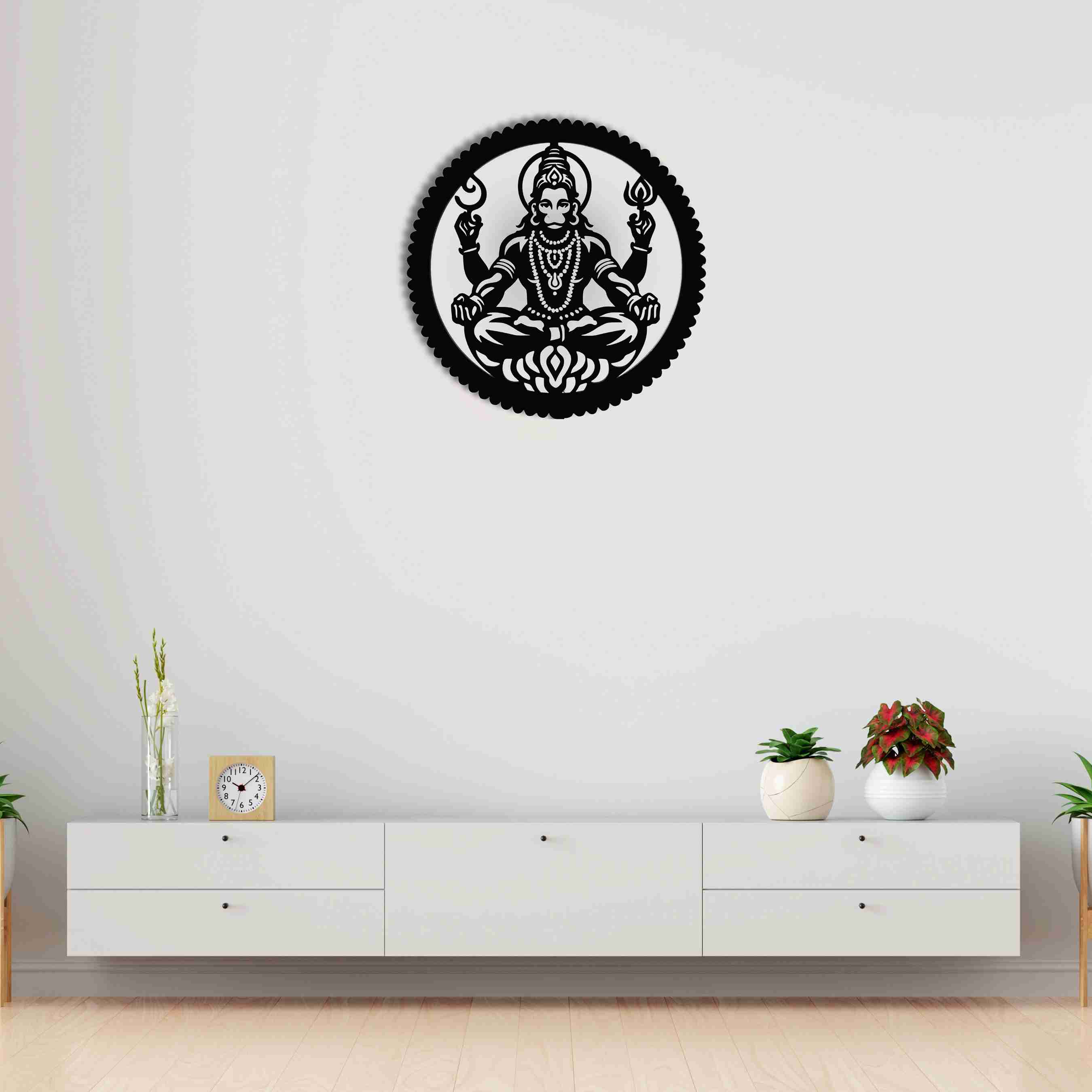 Hanuman Wooden Wall Decor Lamp with LED Light thumbnail 3