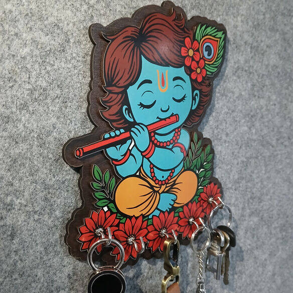 Krishna Wooden Key Holder for Wall thumbnail 3