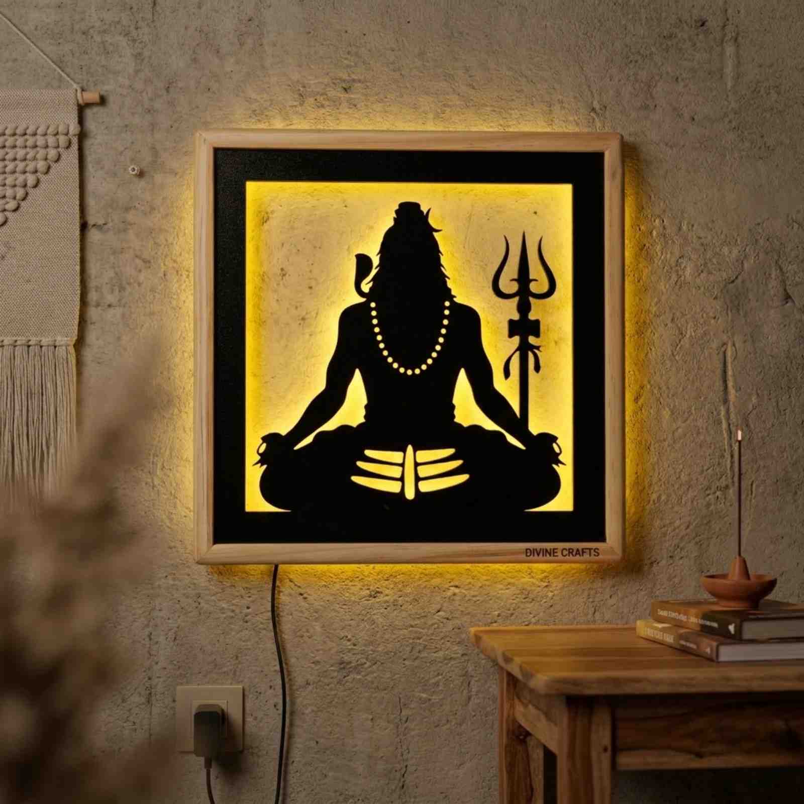 Laser Art Lord Shiva LED Wall Decor Frame 12x12 Inch thumbnail 4