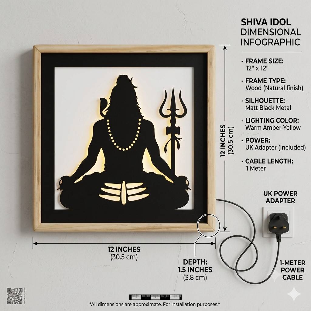 Laser Art Lord Shiva LED Wall Decor Frame 12x12 Inch thumbnail 7