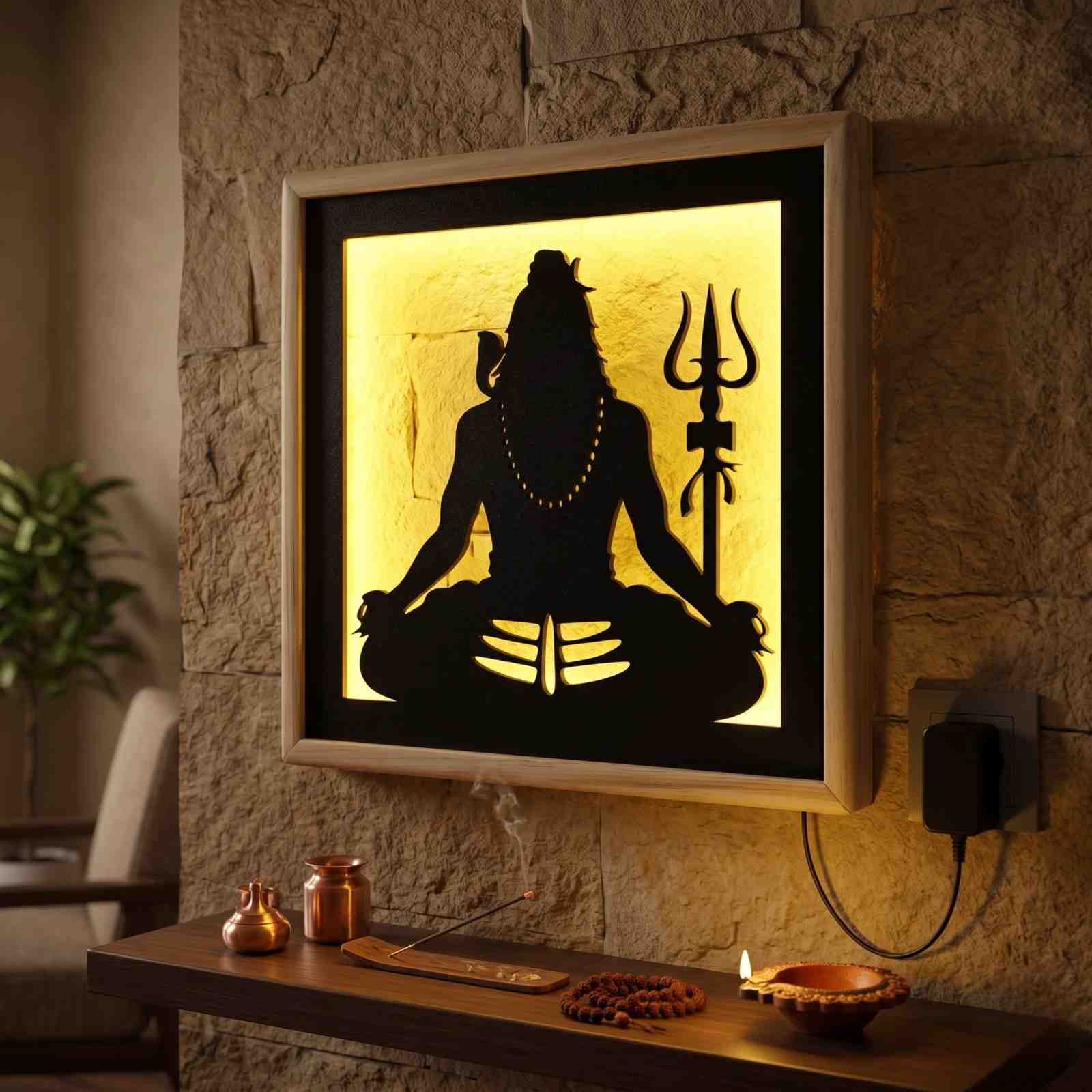 Laser Art Lord Shiva LED Wall Decor Frame 12x12 Inch thumbnail 8