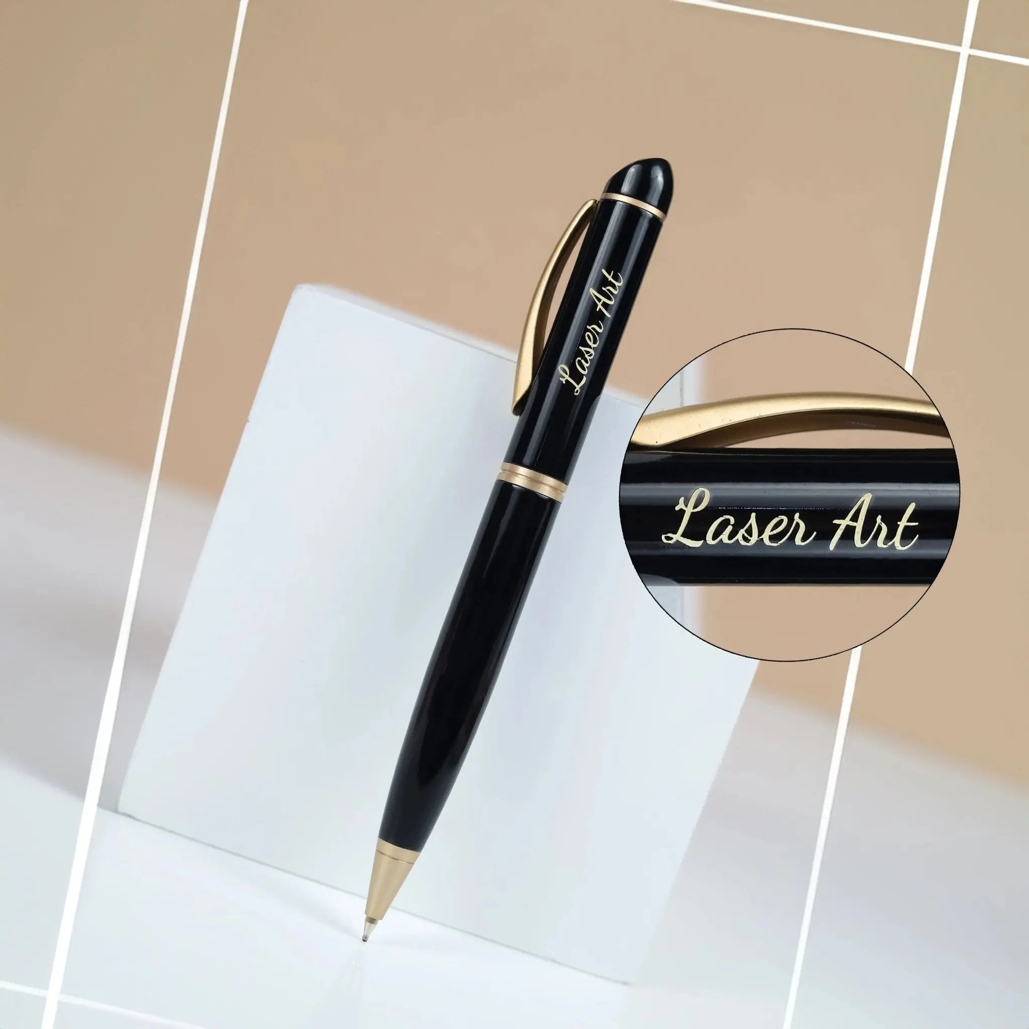 Personalized Black Pen with Gold Trim - A Sophisticated Writing… thumbnail 3