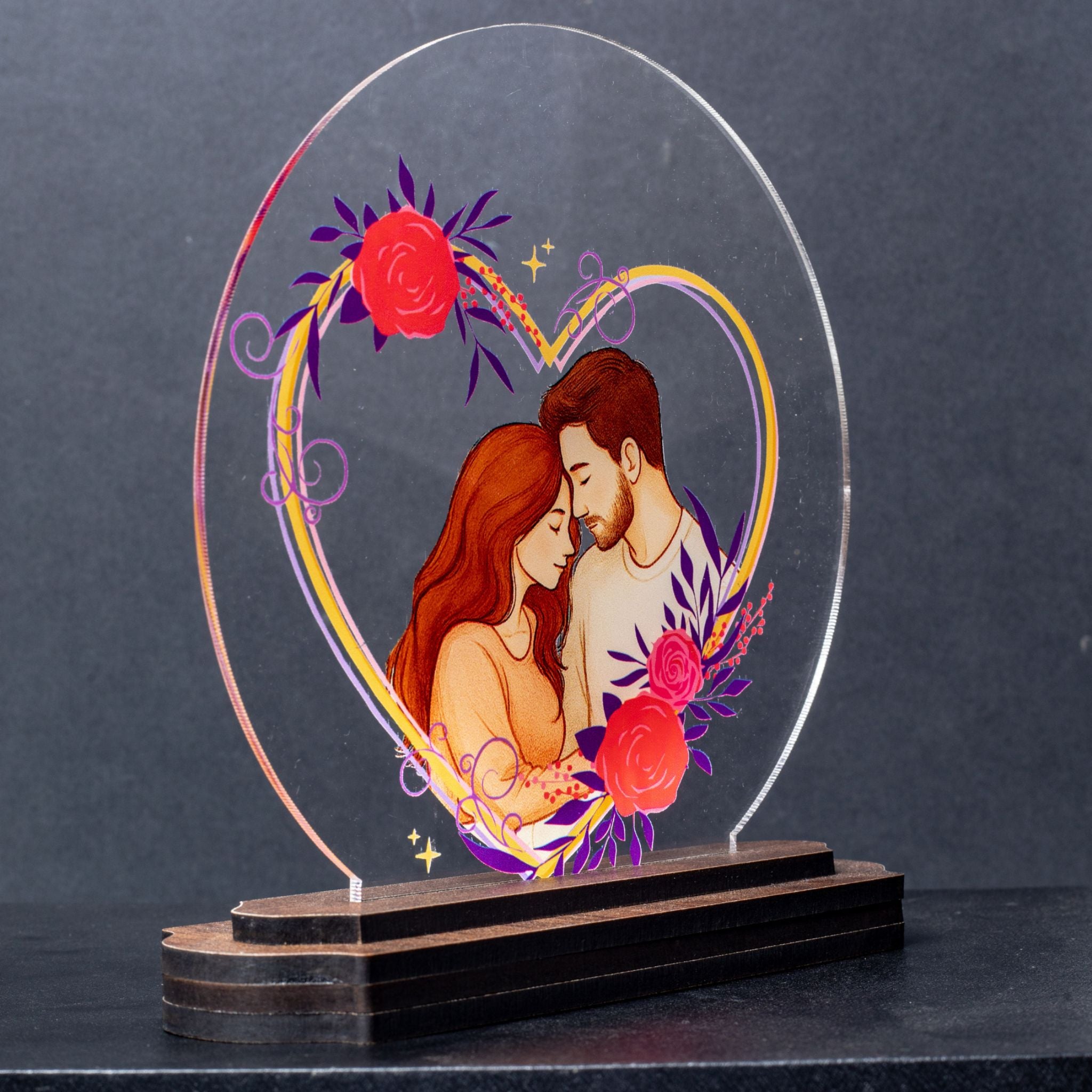Personalized Couple LED Night Lamp | Custom Engraved Acrylic Table Lamp with Name for Bedroom Décor | Romantic Gift for Anniversary, Wedding, Valentine | USB Powered Night Light