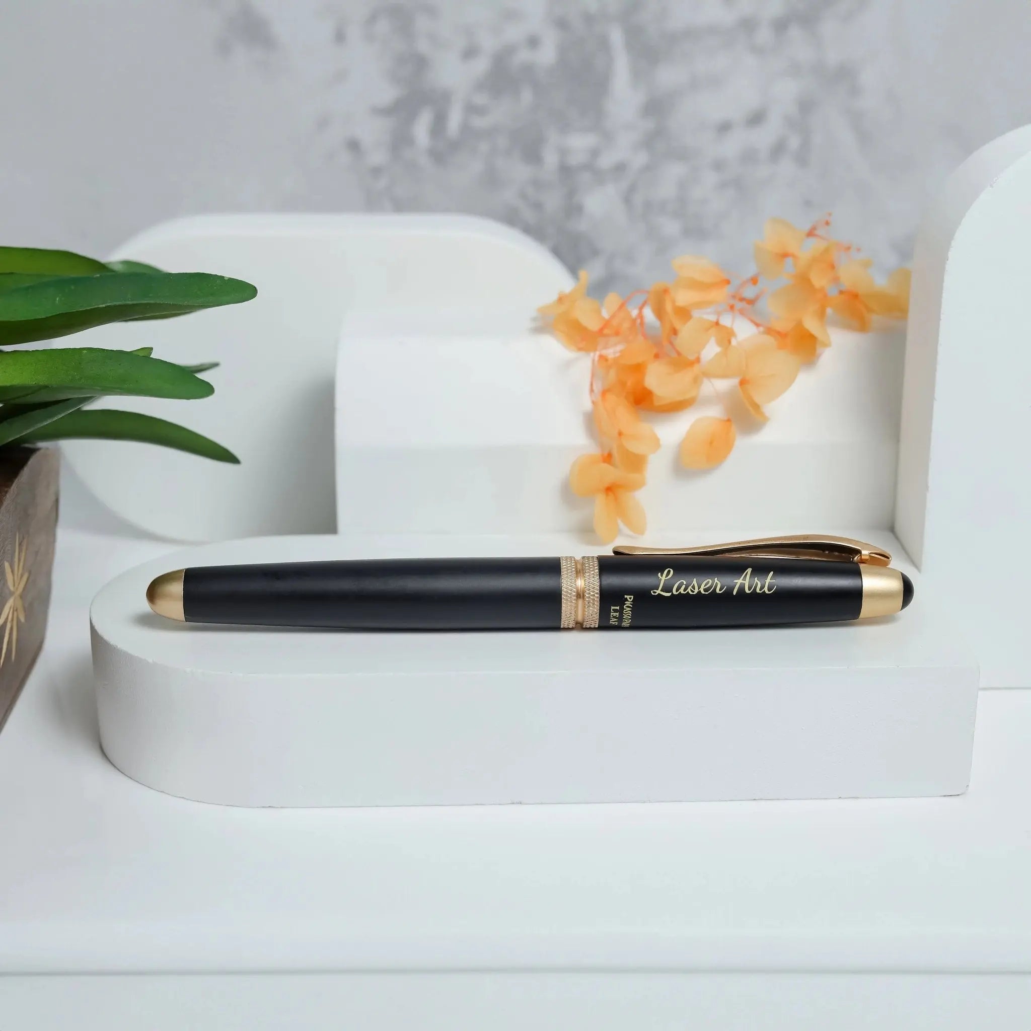 Personalized Executive Pen in Black with Golden Highlights and Mesh… thumbnail 2