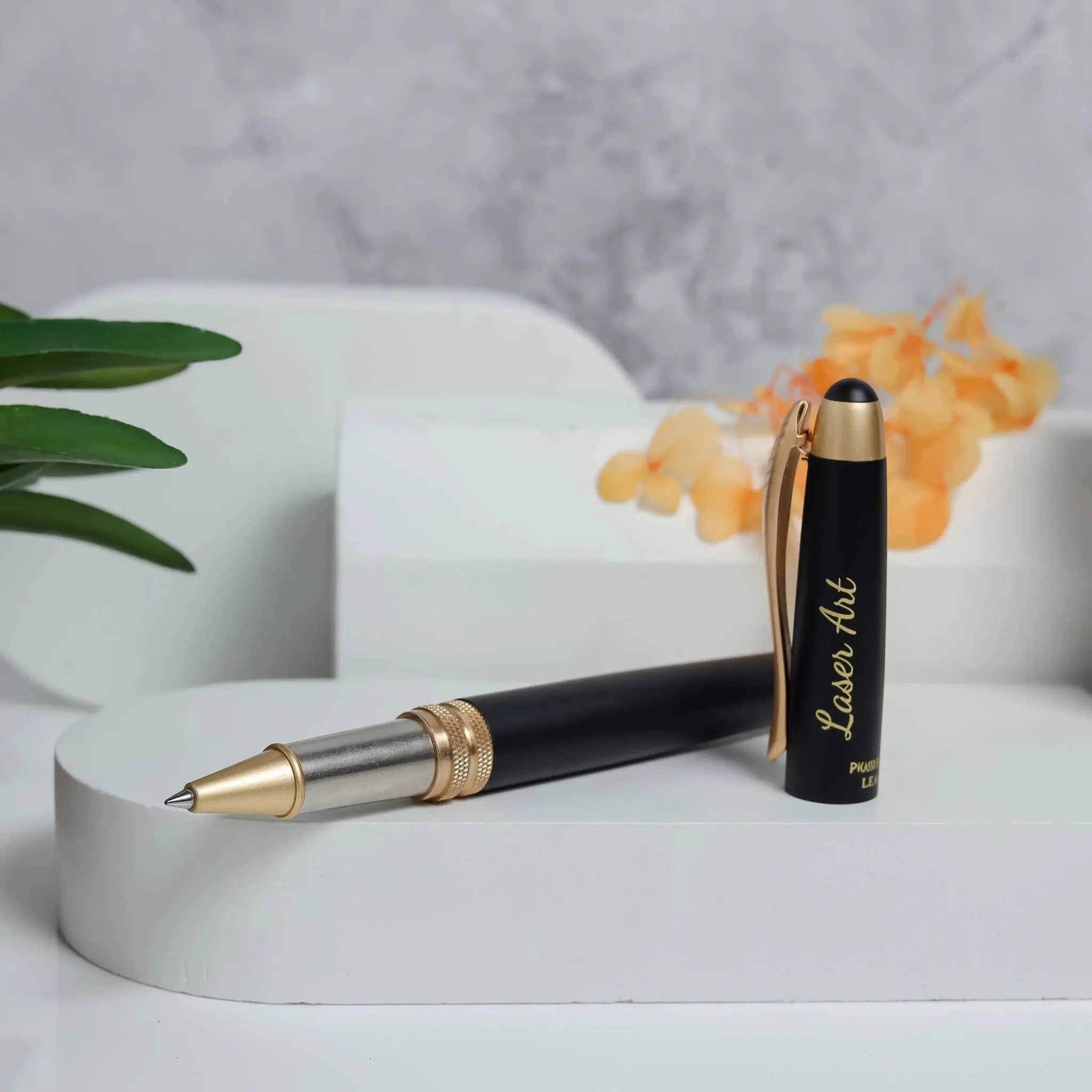 Personalized Executive Pen in Black with Golden Highlights and Mesh… thumbnail 4