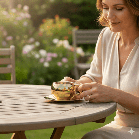 Luxury Gold-Plated Stainless Steel Tea Cup and Saucer - Elegant… thumbnail 2