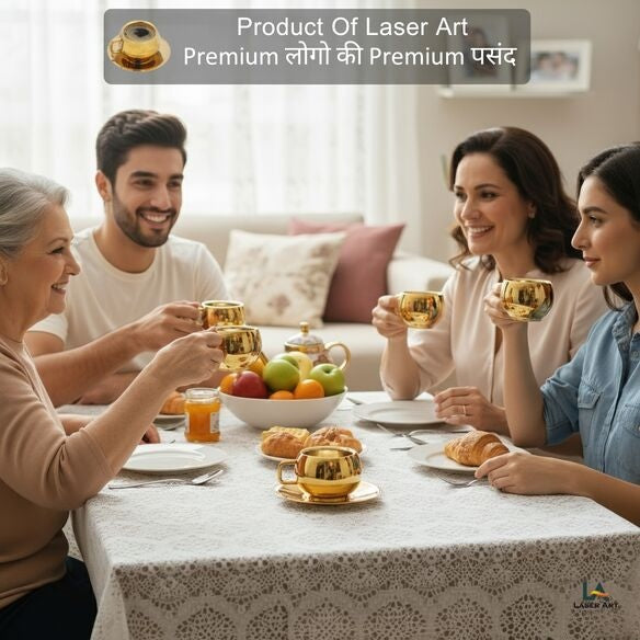 Luxury Gold-Plated Stainless Steel Tea Cup and Saucer - Elegant… thumbnail 5