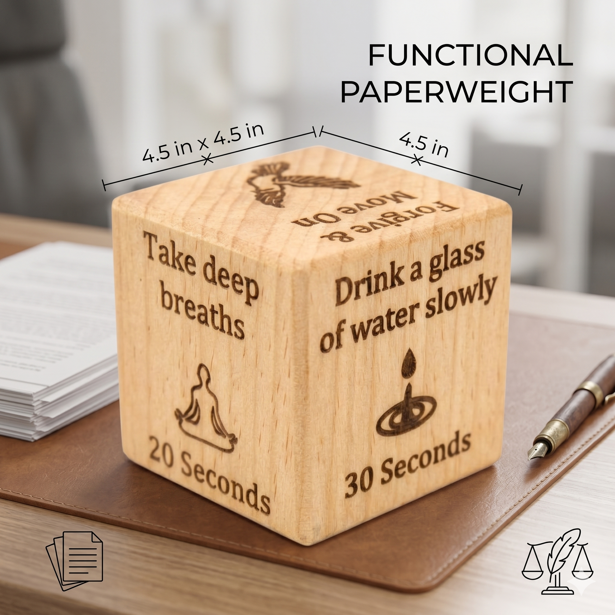 Motivational Wooden Paperweight Cube with Inspirational Quotes thumbnail 2
