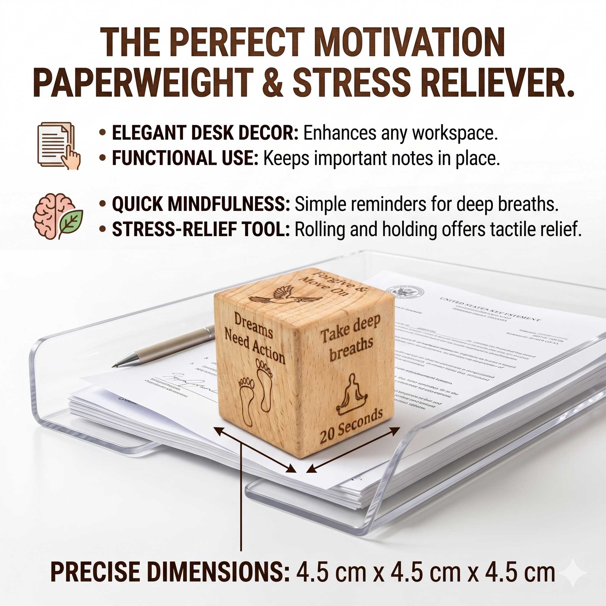 Motivational Wooden Paperweight Cube with Inspirational Quotes thumbnail 5