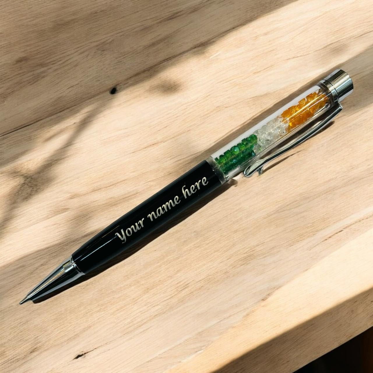 Personalized Indian Tricolor Crystal Pen thumbnail 2