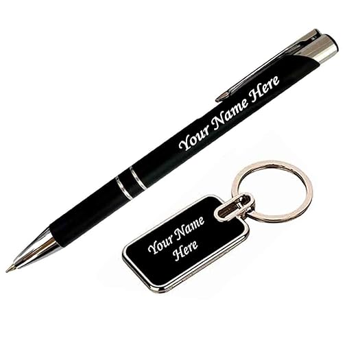 Personalized Black Pen & Keychain Gifts with Name Engraving thumbnail 4
