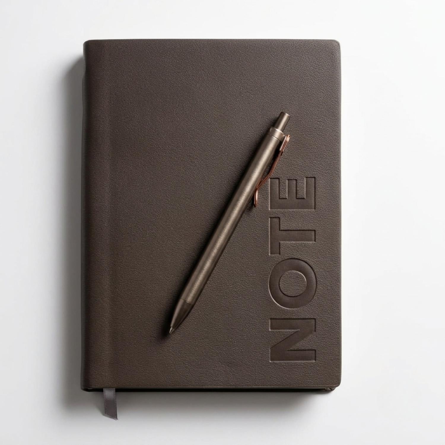 Premium A5 Leather Diary Notebook with Metal Pen | Hardcover Journal | Grey Executive Notebook