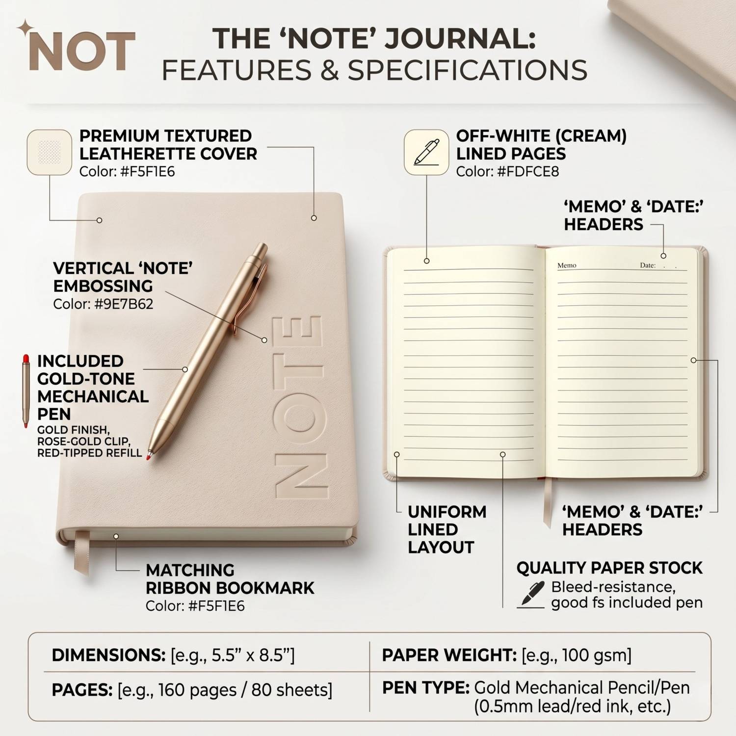 Premium Leather Journal Notebook with Luxury Metal Pen thumbnail 2