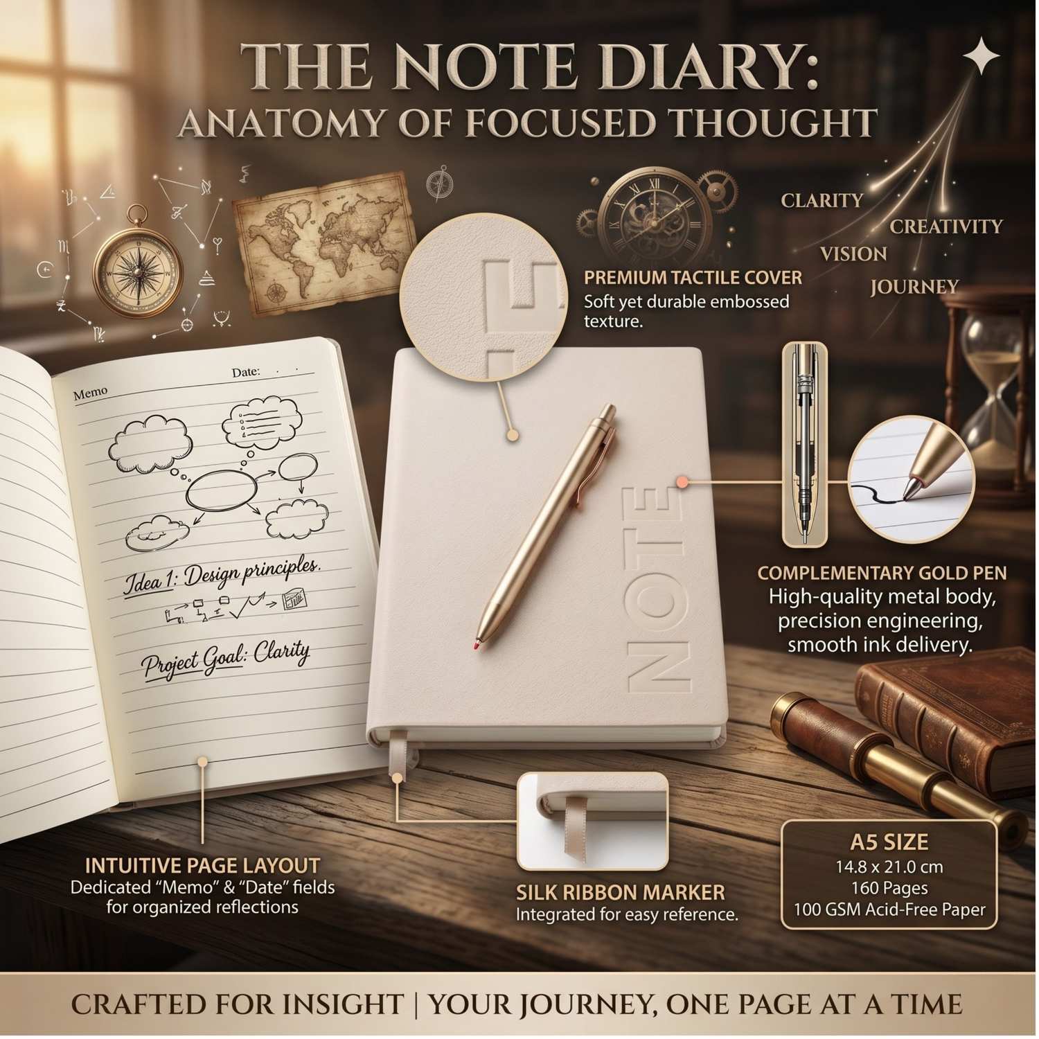 Premium Leather Journal Notebook with Luxury Metal Pen thumbnail 4
