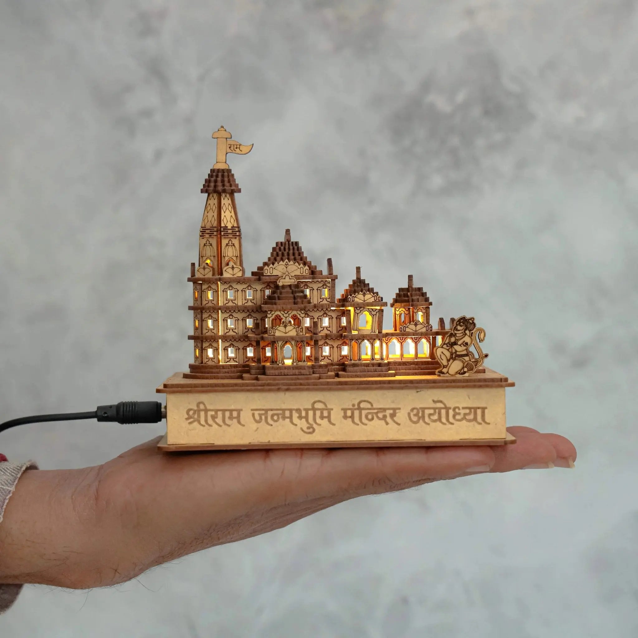 Ram Mandir Ayodhya Model with LED Light and Power Adapter 3D Model with… thumbnail 10