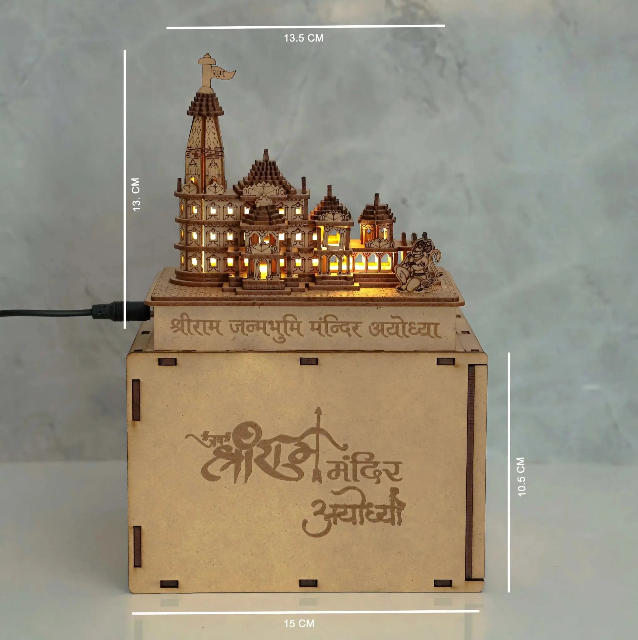 Ram Mandir Ayodhya Model with LED Light and Power Adapter 3D Model with… thumbnail 7