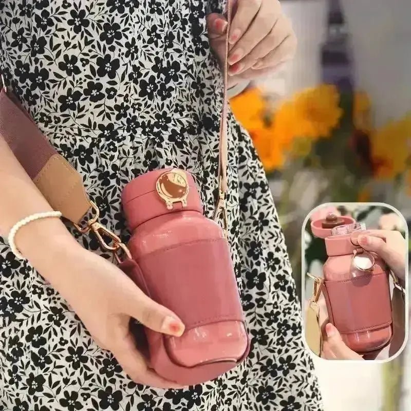 Stylish Mint Green Insulated Water Bottle with Crossbody Strap thumbnail 2