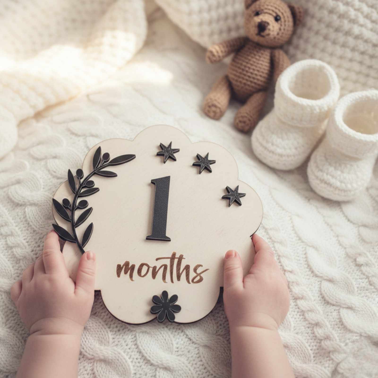 Photo Posing Props Wooden Baby Monthly Milestone Board thumbnail 2