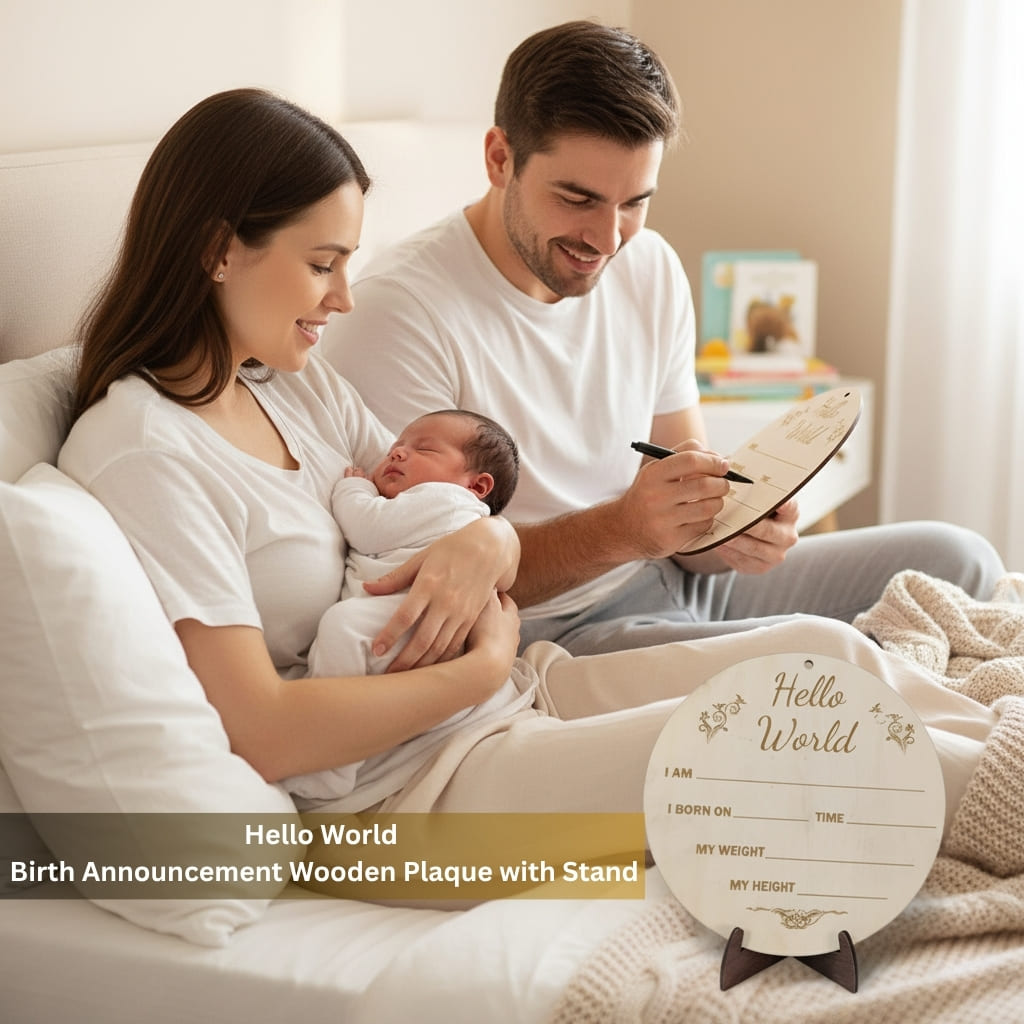Photo Posing Props Newborn Baby Birth Details Milestone Plaque, Hello… thumbnail 3