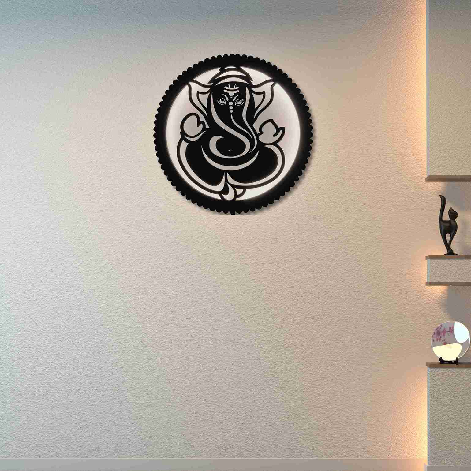 Wooden Ganesha frame LED Wall Decor Lamp thumbnail 2