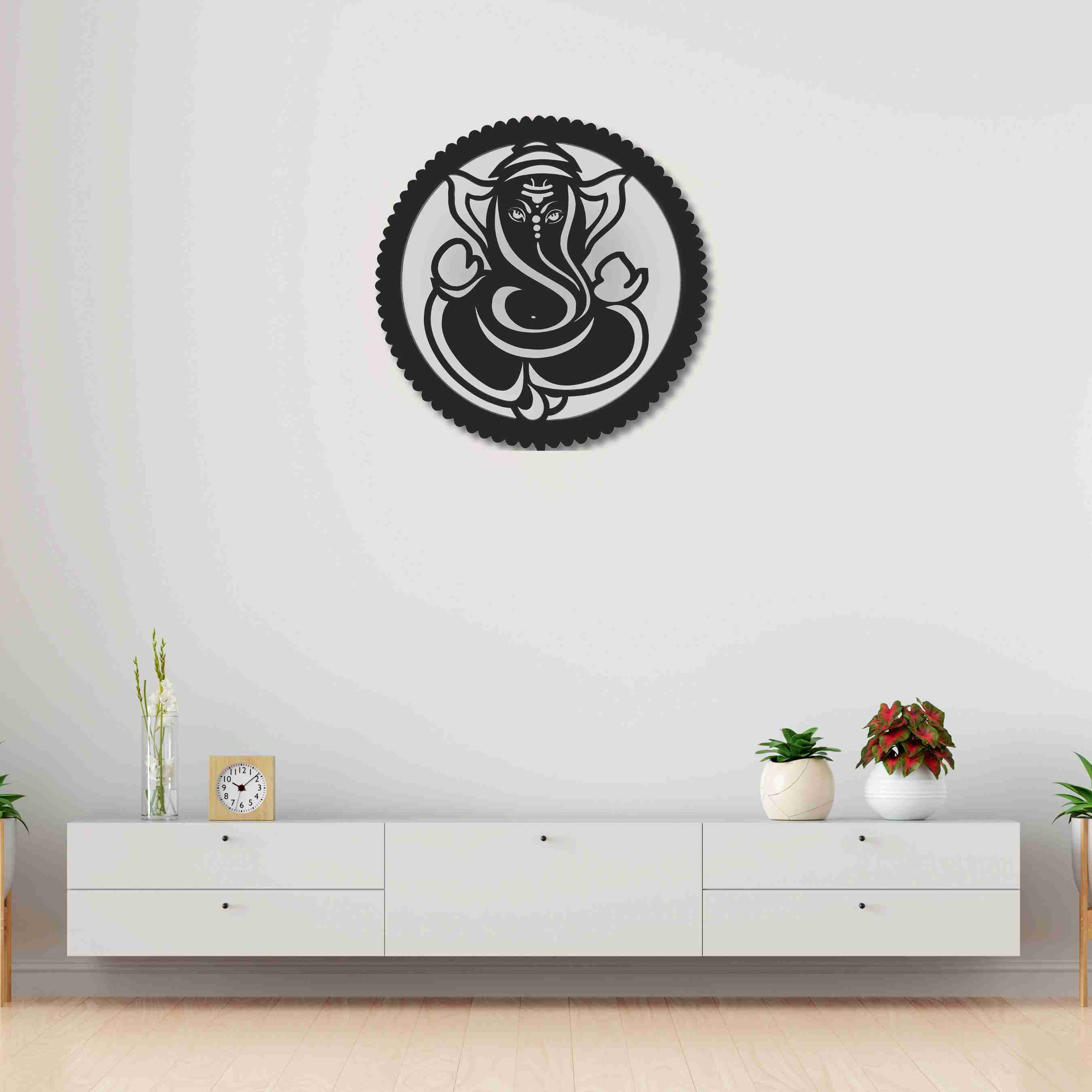 Wooden Ganesha frame LED Wall Decor Lamp thumbnail 3