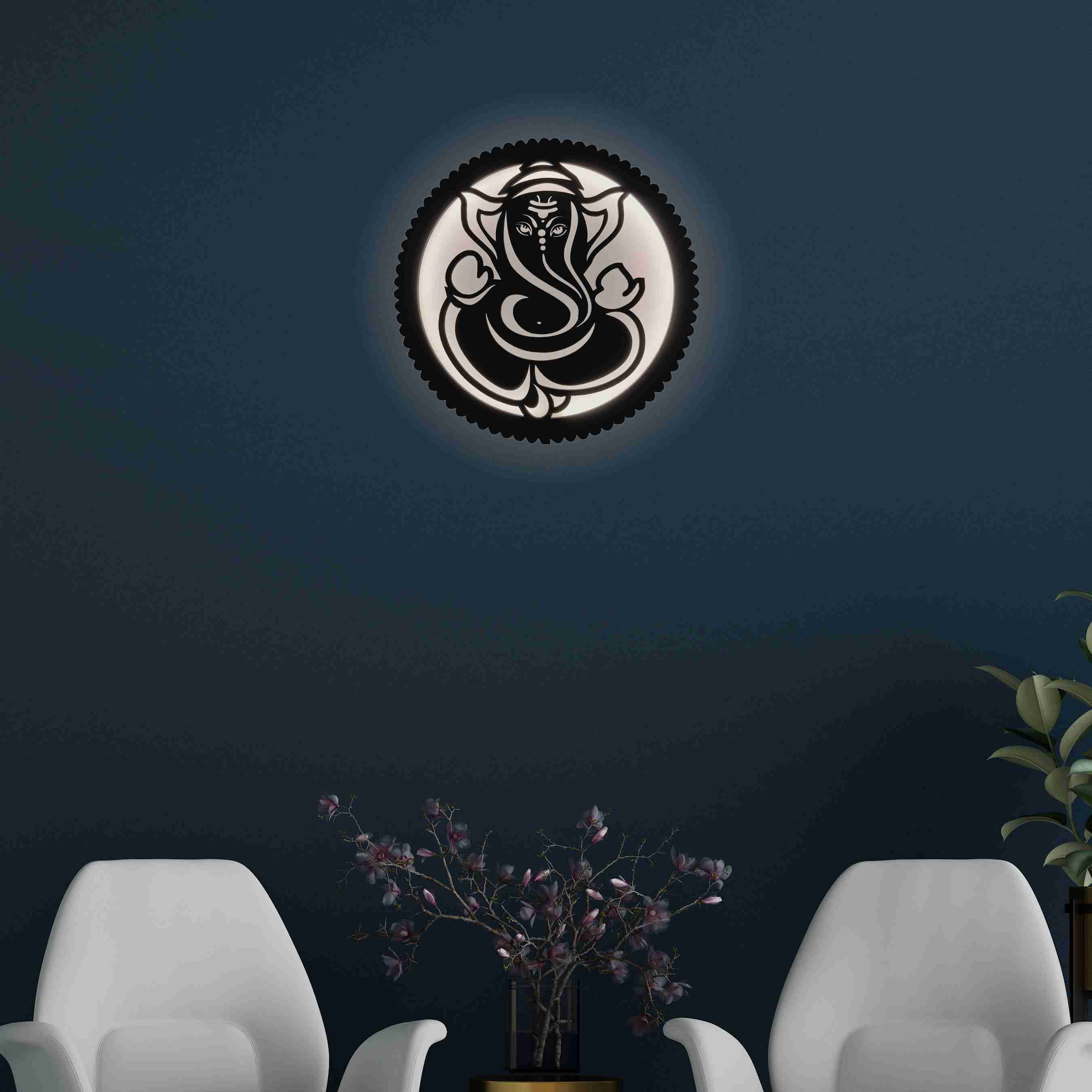 Wooden Ganesha frame LED Wall Decor Lamp thumbnail 4