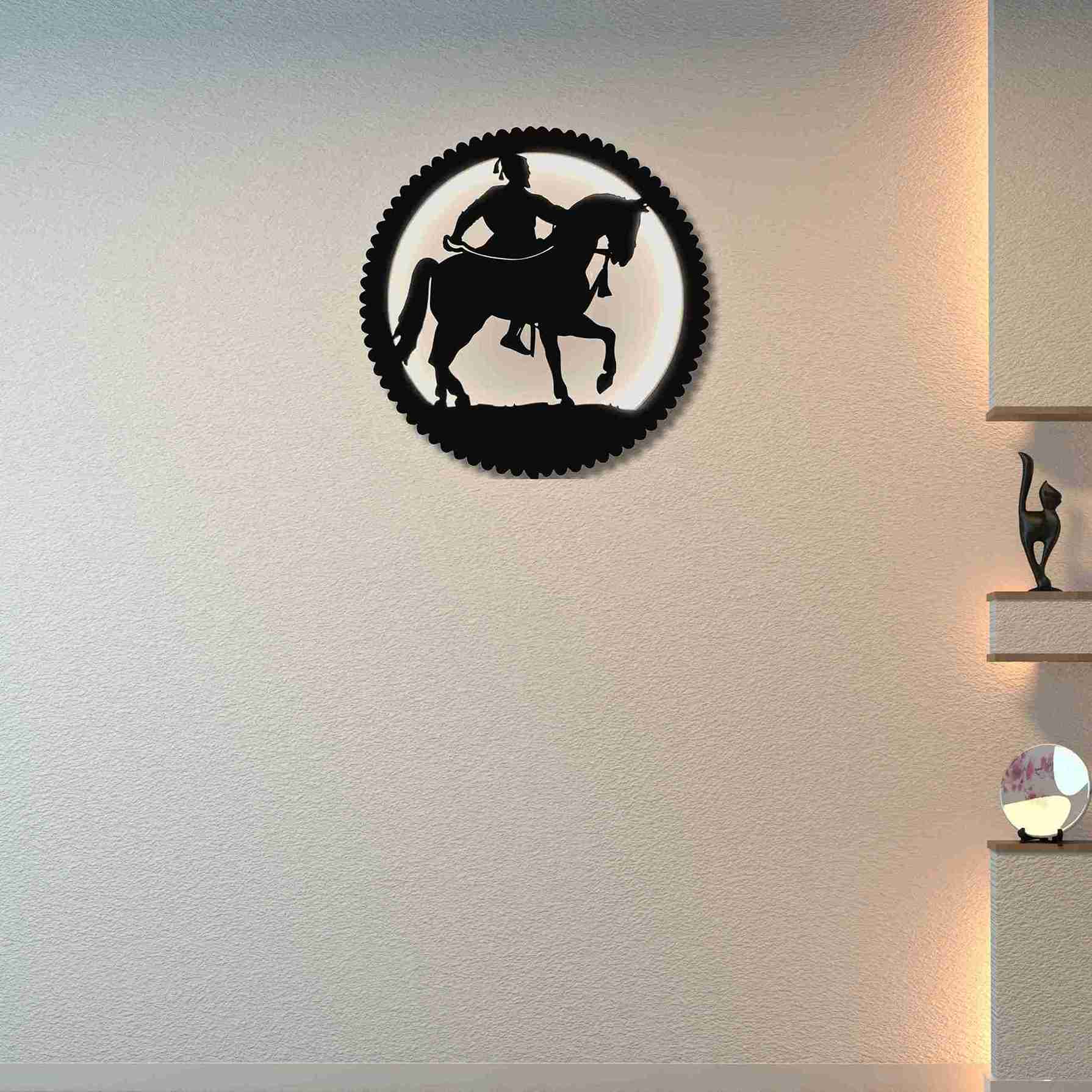Wooden Shivaji Maharaj LED Wall Decor Lamp thumbnail 2