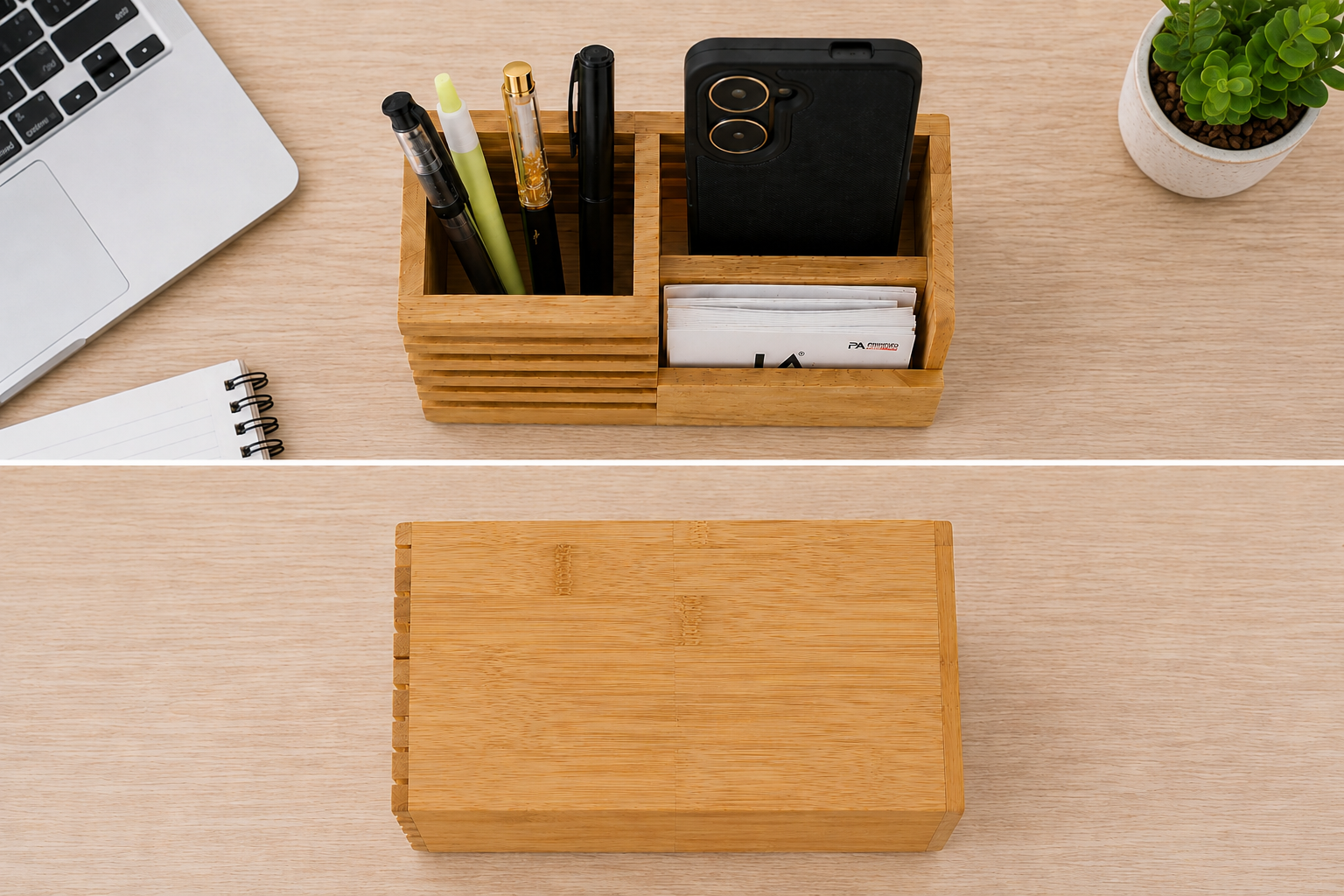 Wooden Mobile Stand with Pen Holder Desk Organizer thumbnail 4